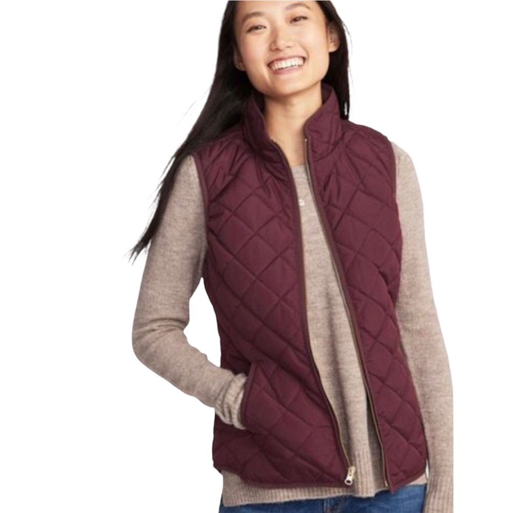 Lightweight Diamond Quilted Zip Vest Small Red